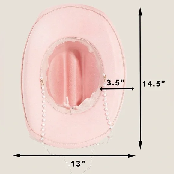 NWT Chic Pink Cowboy Hat with Pearl Chain NWT - Picture 4 of 7